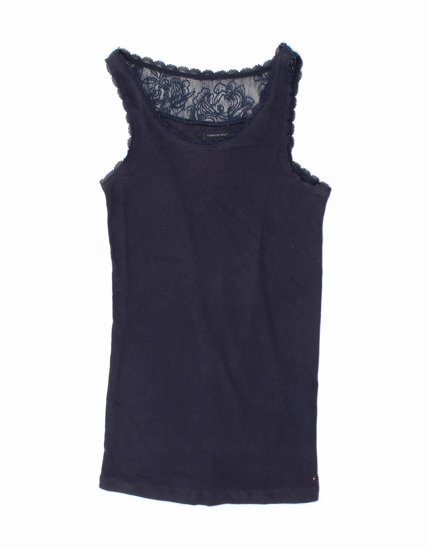 TOMMY HILFIGER Girls Sleeveless Basic Dress 13-14 Years Navy Blue Cotton Work-Ready Look