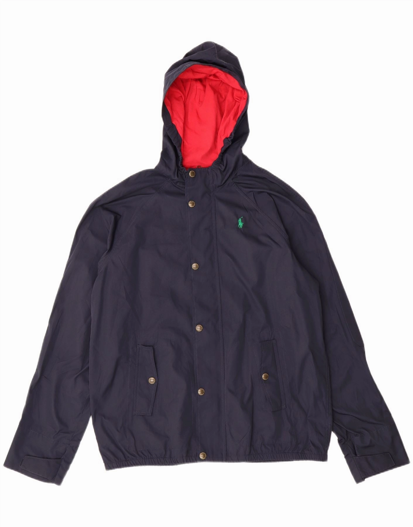 POLO RALPH LAUREN Boys Hooded Rain Jacket 15-16 Years XL Navy Blue Built For Cold Recycled Polyester Blend