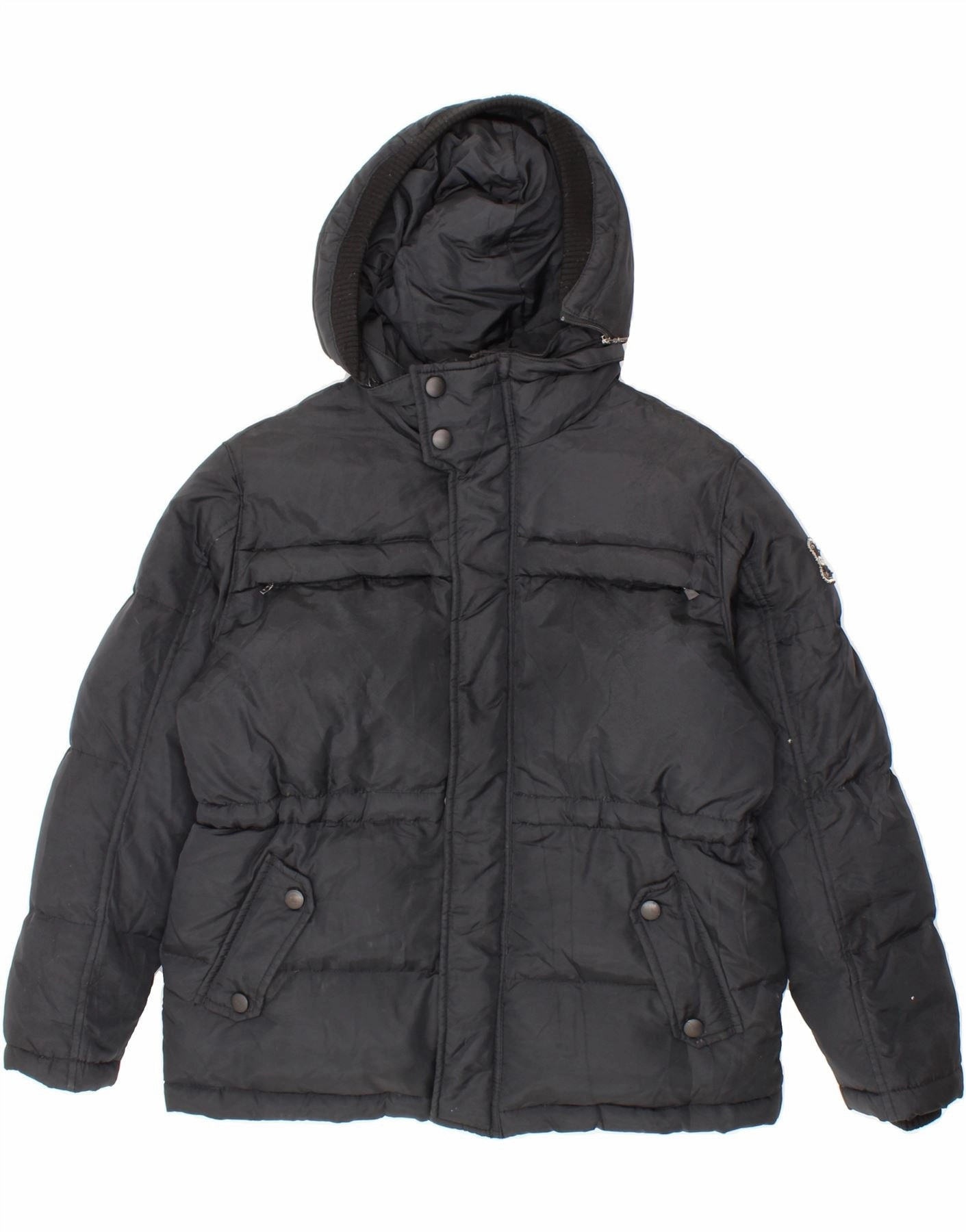 GAS Boys Hooded Padded Jacket 11-12 Years Black Polyamide suitable for corporate events