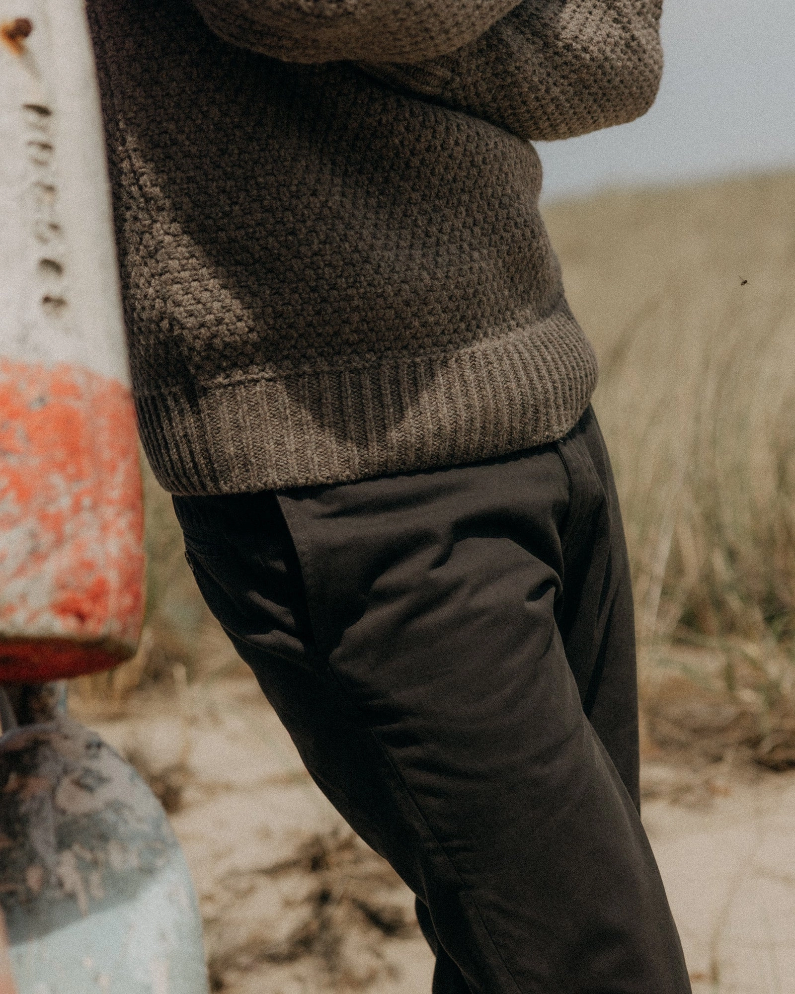 The Slim Foundation Pant in Organic Faded Black Windproof Design
