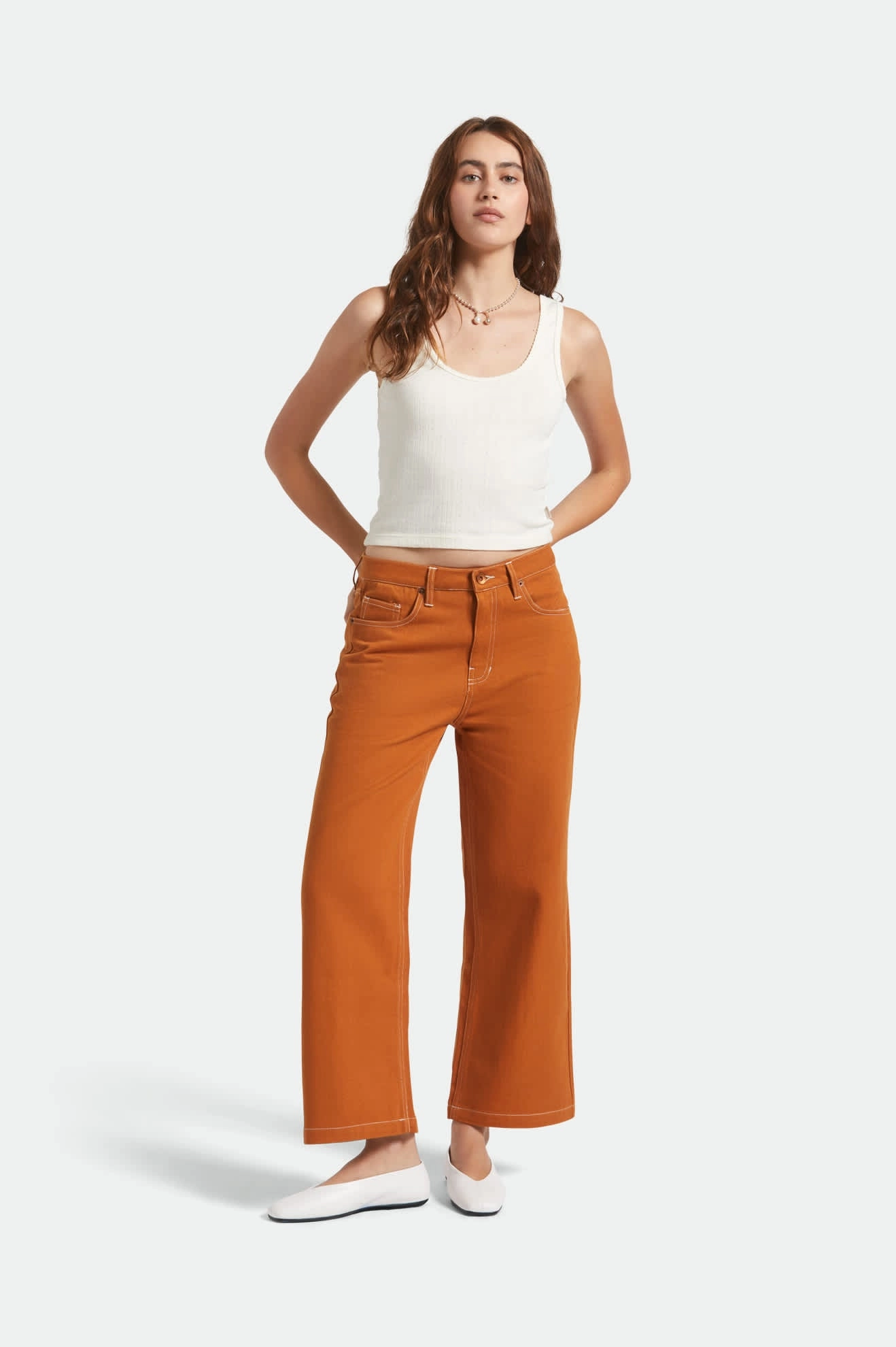 Margo Cropped 5-Pocket Pant - Rustic Caramel Trendy Comfort Non Slip Waist Grip