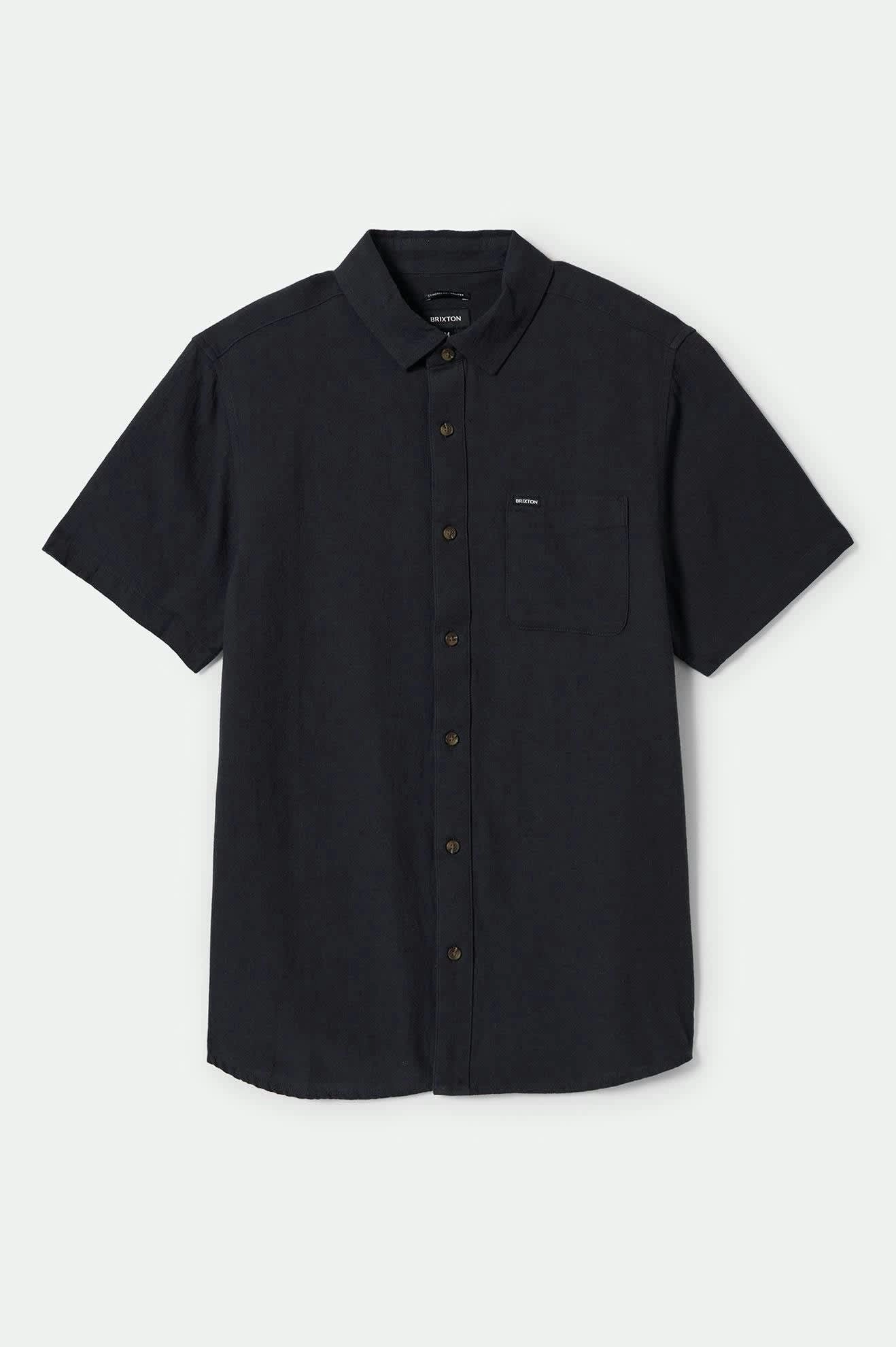 Charter Organic Cotton Linen Blend S/S Shirt - Washed Black Ventilated Back Bold Hue