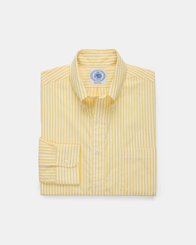 Made-in-Canada Yellow Butcher Stripe Broadcloth Button Down Shirt - Classic Fit Lightweight Layers