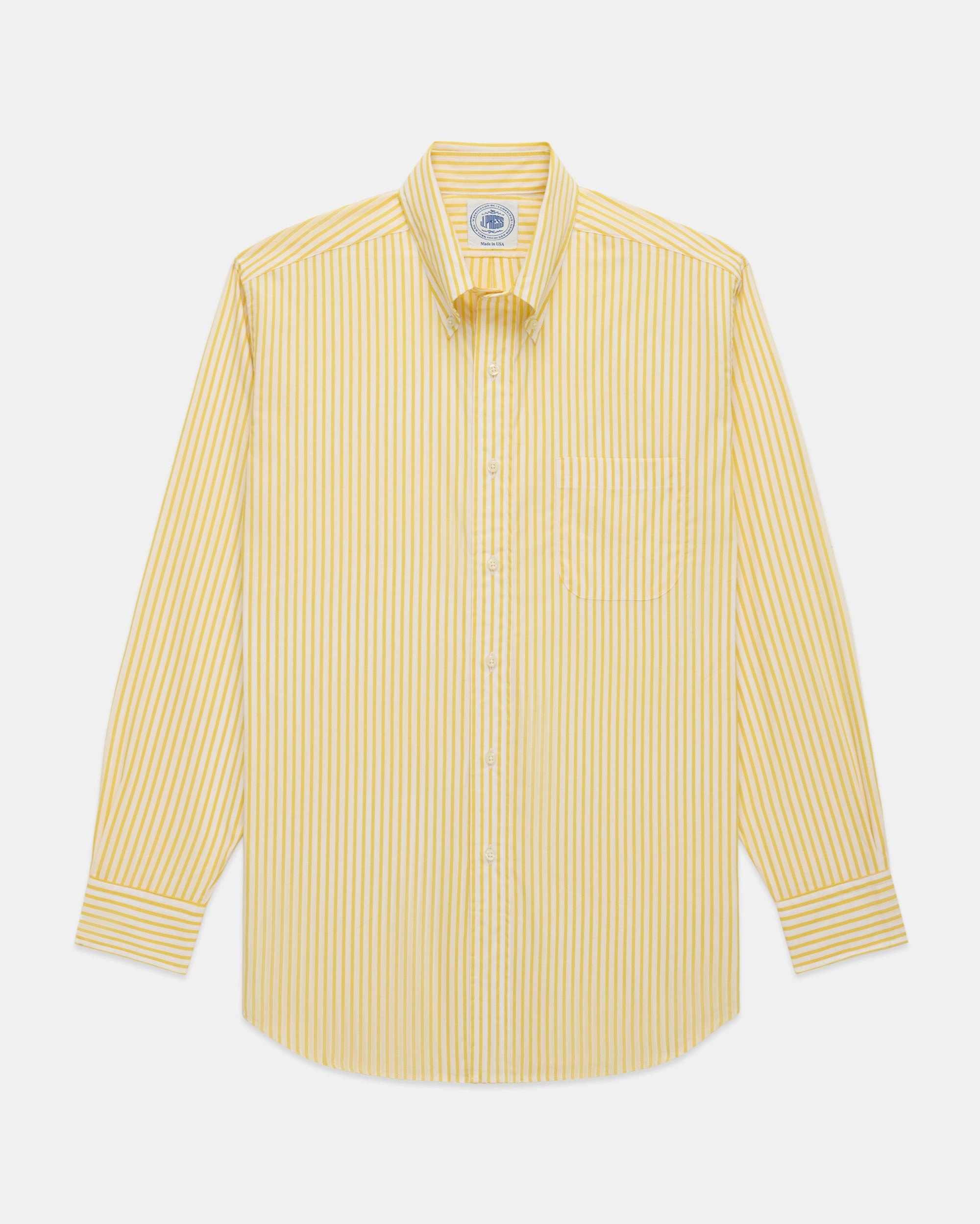 Made-in-Canada Yellow Butcher Stripe Broadcloth Button Down Shirt - Classic Fit All-day Comfort Special Occasion