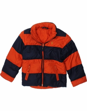 RALPH LAUREN Boys Reversible Padded Jacket 4-5 Years Orange Striped Status