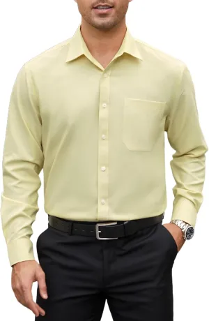 HISDERN Mens Dress Shirts Long Sleeve Business Oxford Shirt Casual Button Down Formal Collared Shirt for Men with Pocket