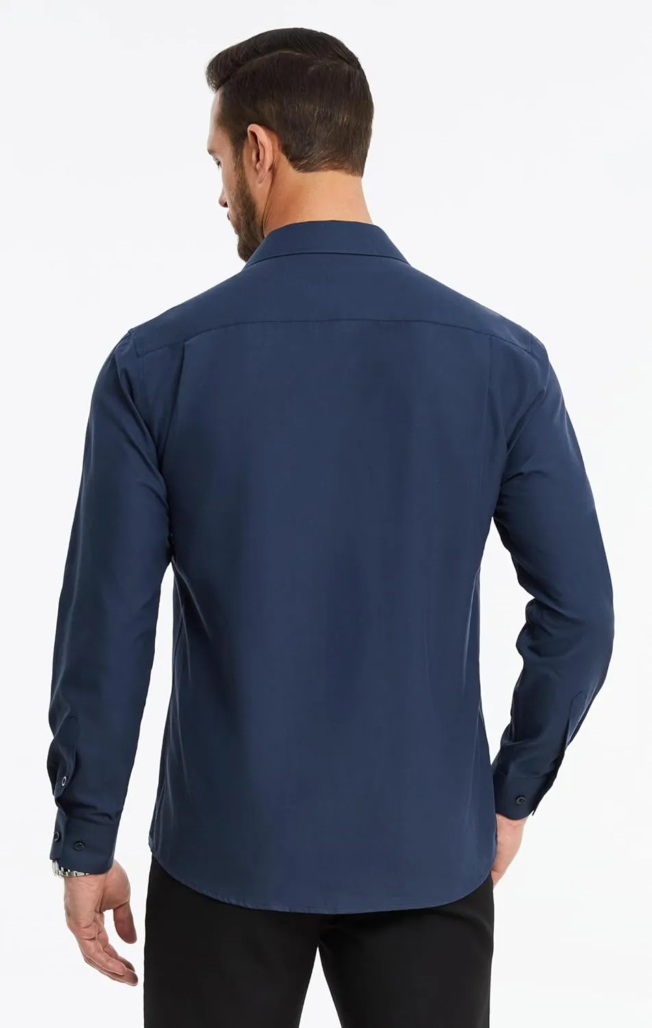 HISDERN Mens Dress Shirts Long Sleeve Business Oxford Shirt Casual Button Down Formal Collared Shirt for Men with Pocket