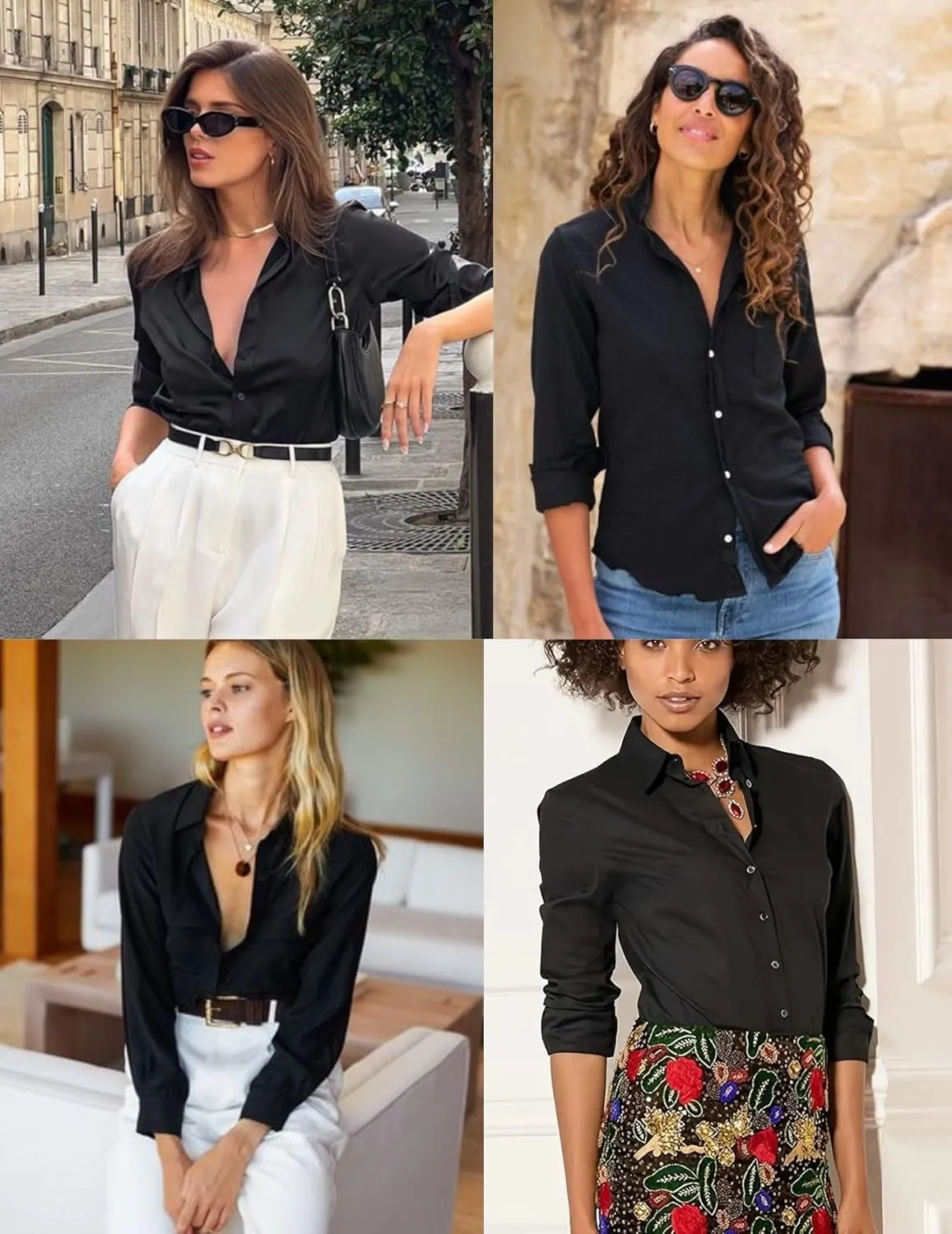 HOTOUCH Womens Cotton Basic Button Down Shirt Slim Fit Dress Shirts