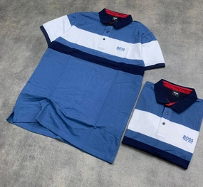 Hugo Boss Blue Stripe Men Polo Travel Style