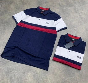 Prom Sustainable Packaging Hugo Boss Navy Blue Stripe Men Polo