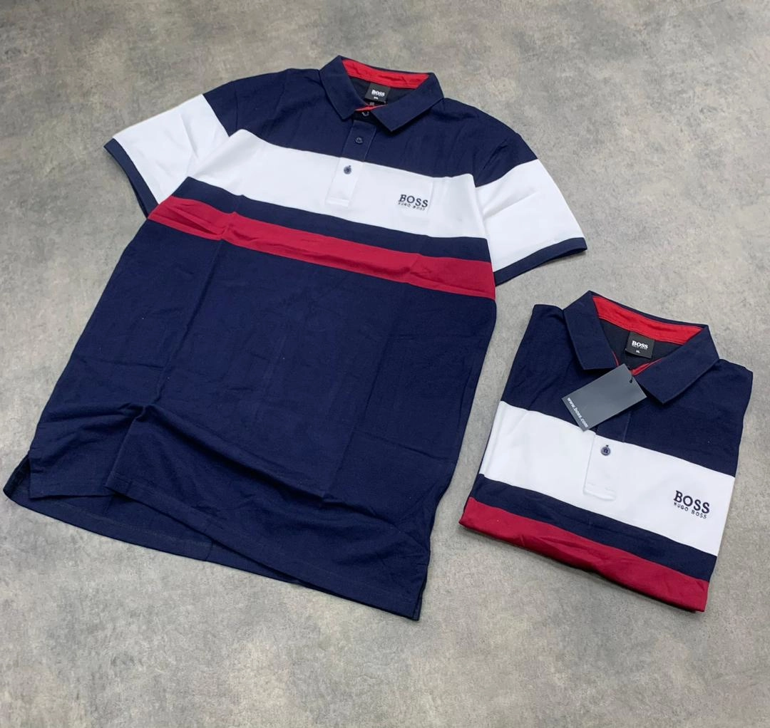 Prom Sustainable Packaging Hugo Boss Navy Blue Stripe Men Polo