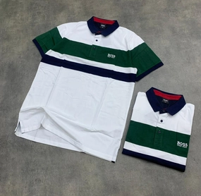 Hugo Boss White Stripe Men Polo Trendy Basics NonIrritating Fabric
