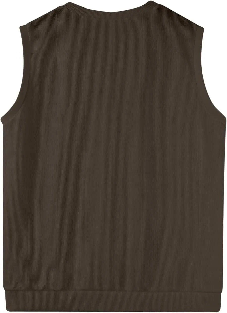 HXHYQKP Mens Sweater Vest Business Work V Neck Sleeveless Pullover Slim Fit Casual Knitwear Tops
