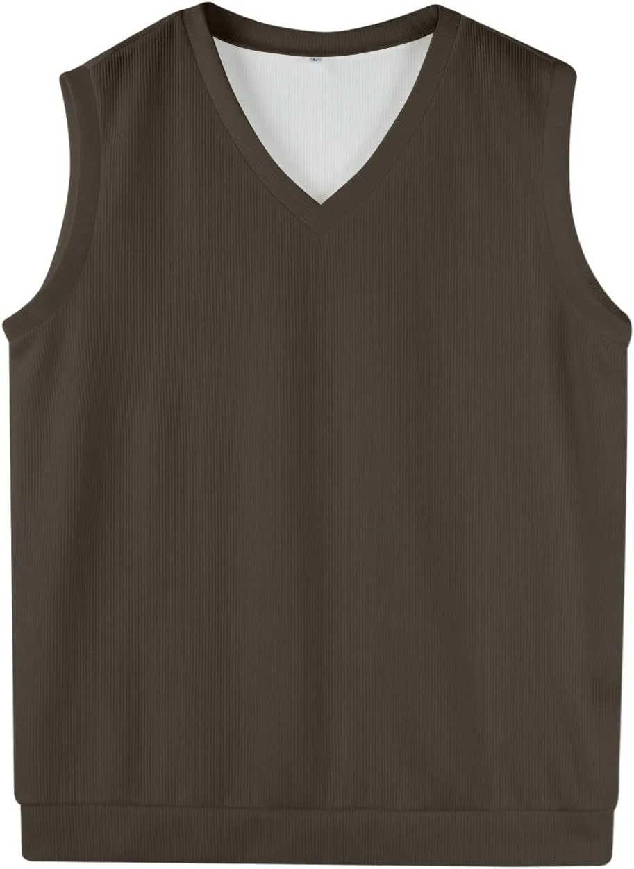 HXHYQKP Mens Sweater Vest Business Work V Neck Sleeveless Pullover Slim Fit Casual Knitwear Tops