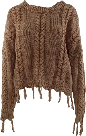 Hyfve Cable Knit Sweater Camel/Medium/L