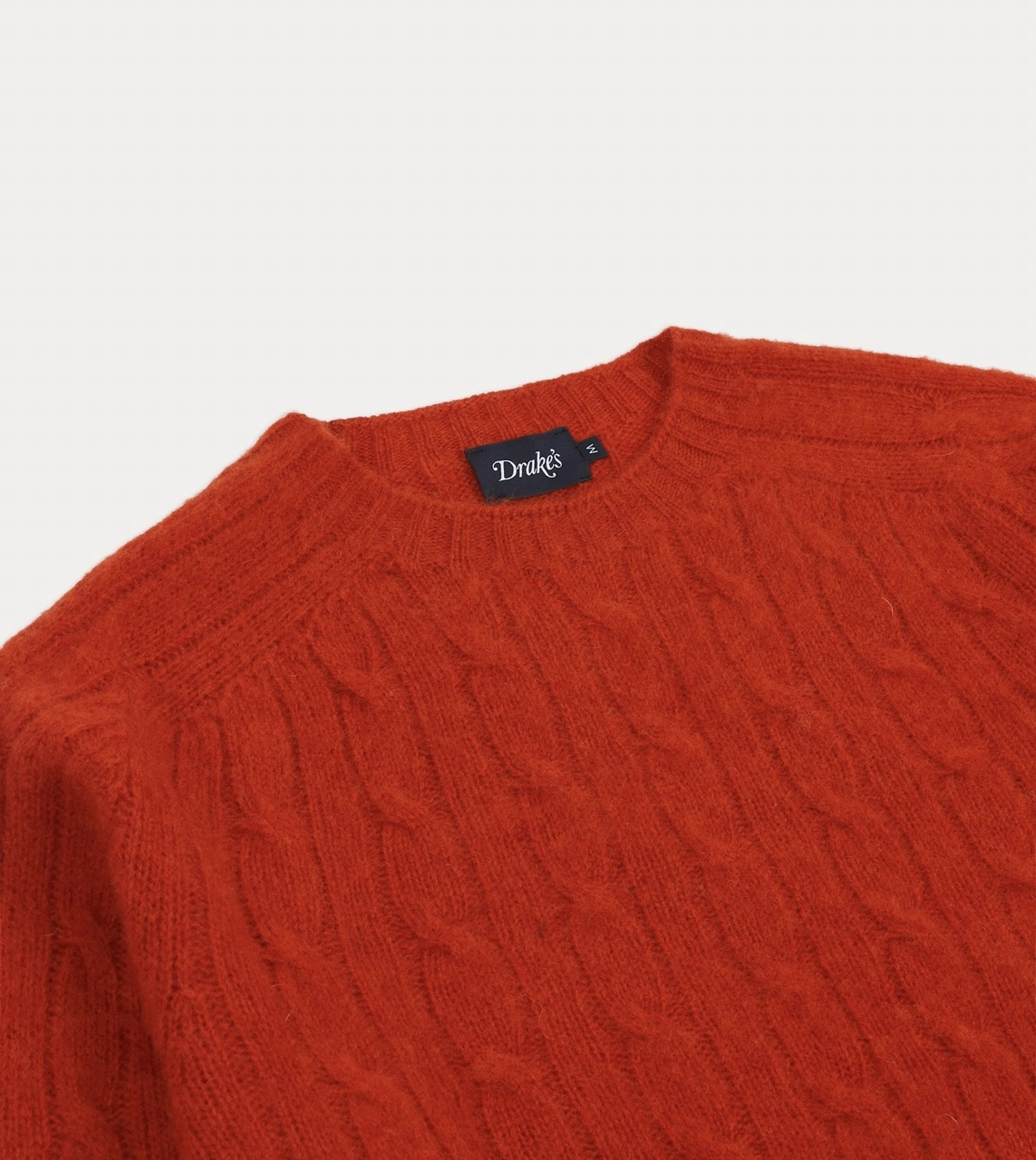 Red Brushed Cable Knit Shetland Crew Neck Jumper Lounge Vibe
