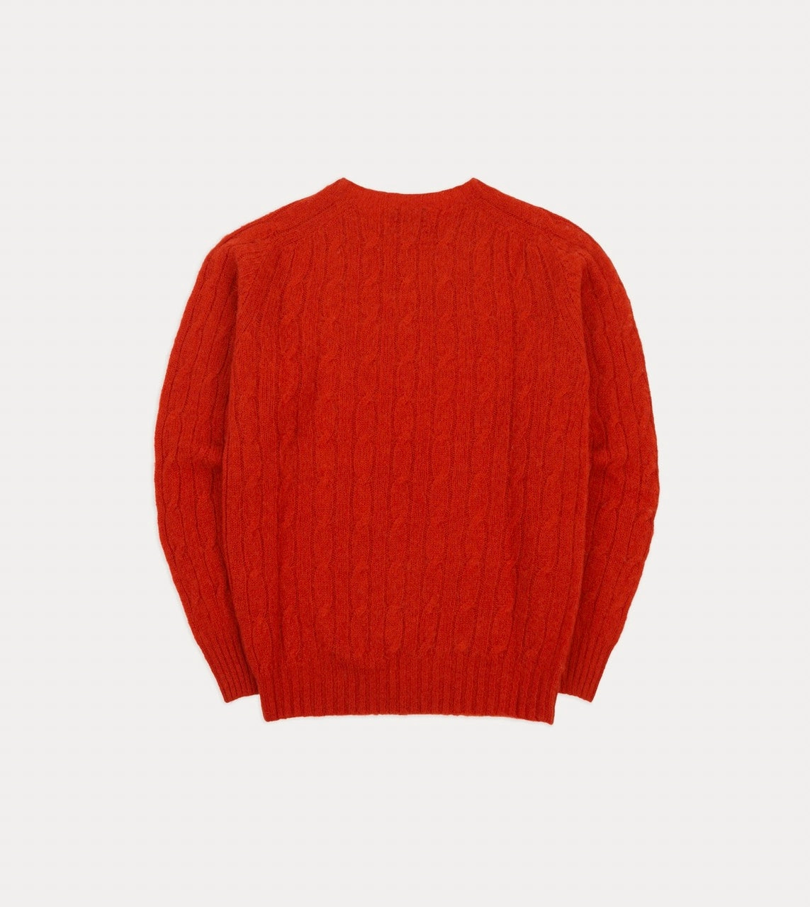 Inner Layer Mid layer Red Brushed Cable Knit Shetland Crew Neck Jumper