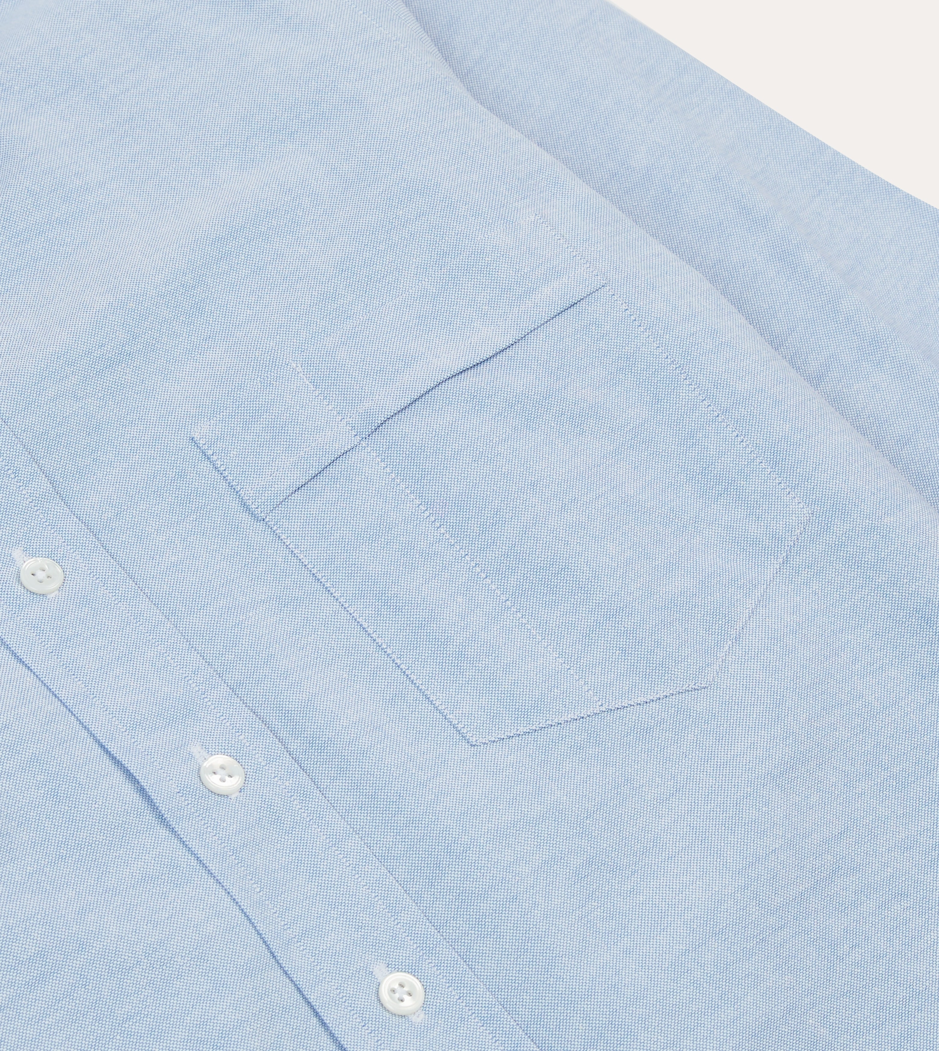 Comfortable Wear Ice Blue Cotton Oxford Cloth Button-Down Shirt