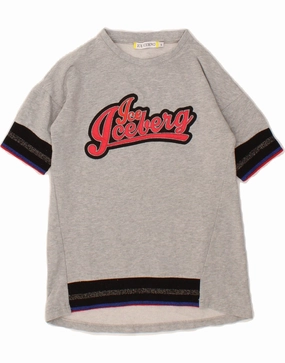 ICEBERG Girls Graphic Tent Dress 6-7 Years Grey Colourblock Cotton Perfect Fit Wear