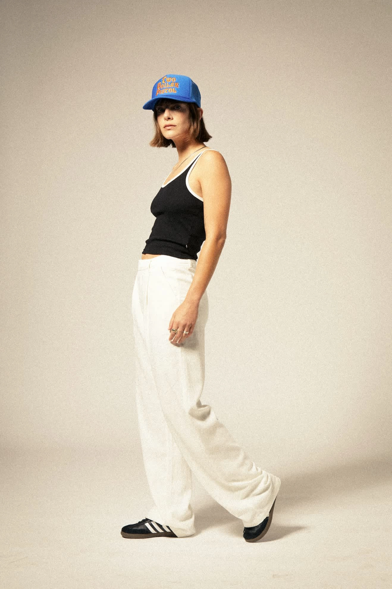 Ringer Organic A-Tank - Black/Off White athletic style Essential Clothing