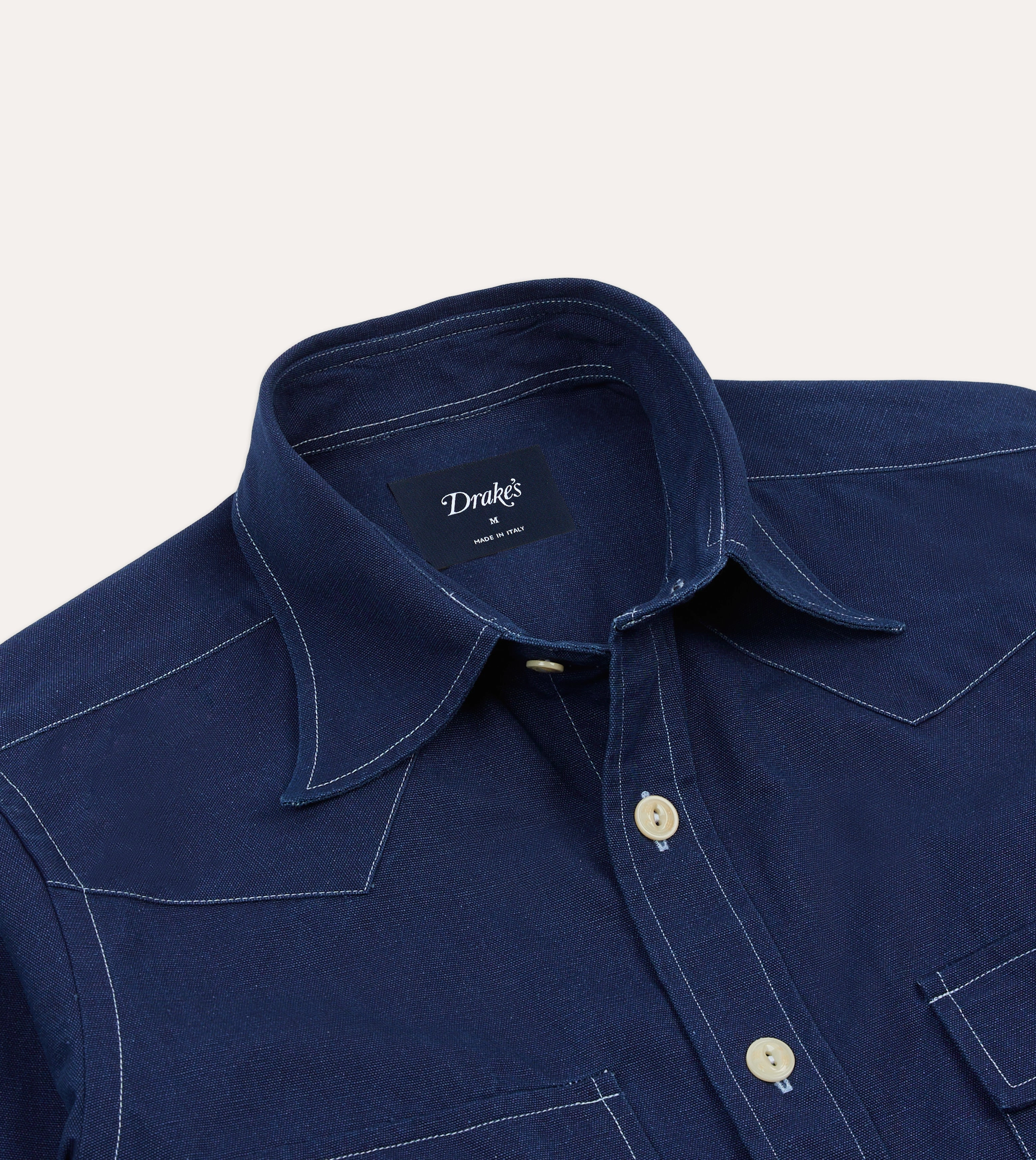 Casual Elegance Indigo Canvas Two-Pocket Western Shirt