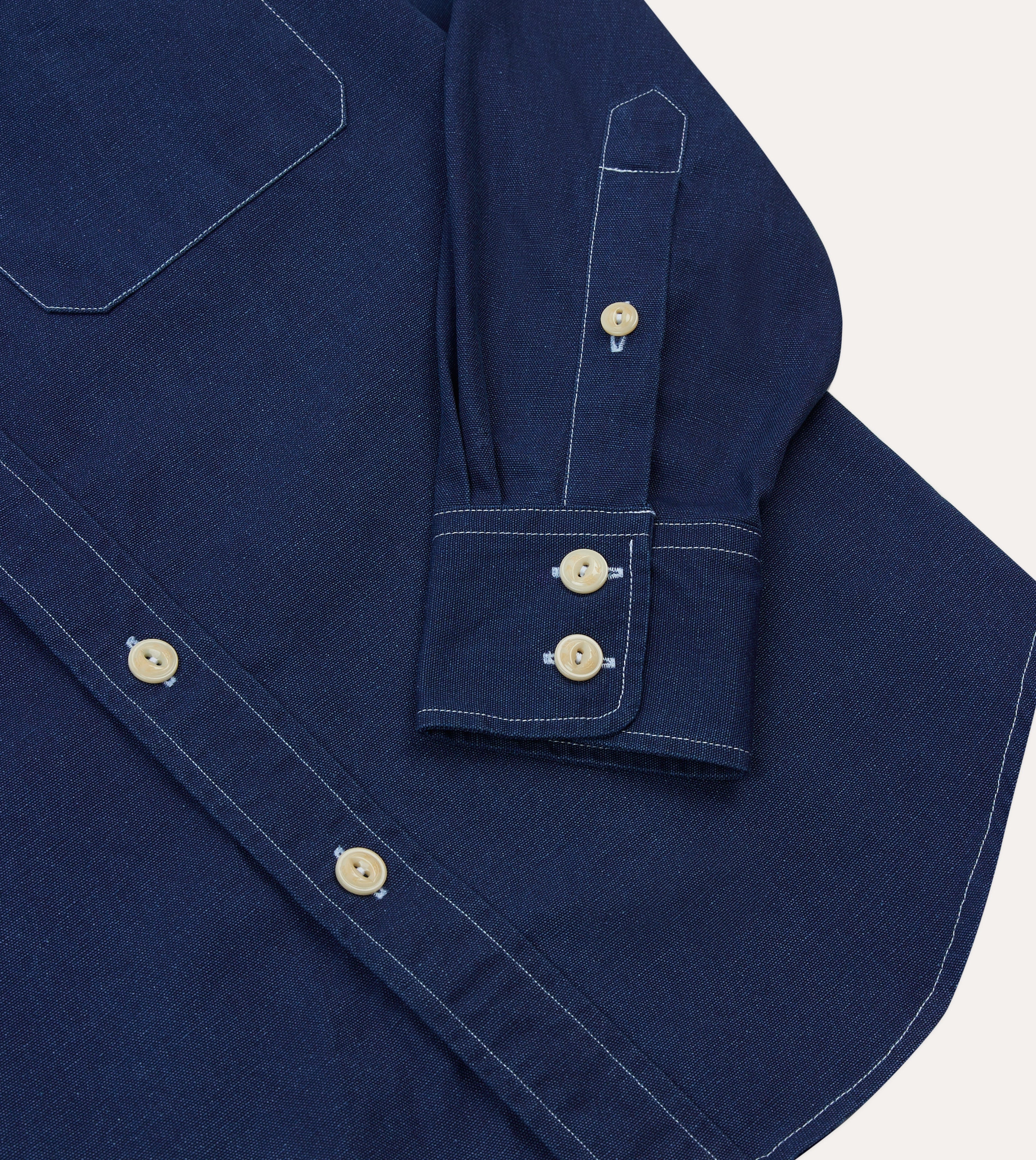 Indigo Canvas Two-Pocket Western Shirt Monochrome Palette Reinforced Collar