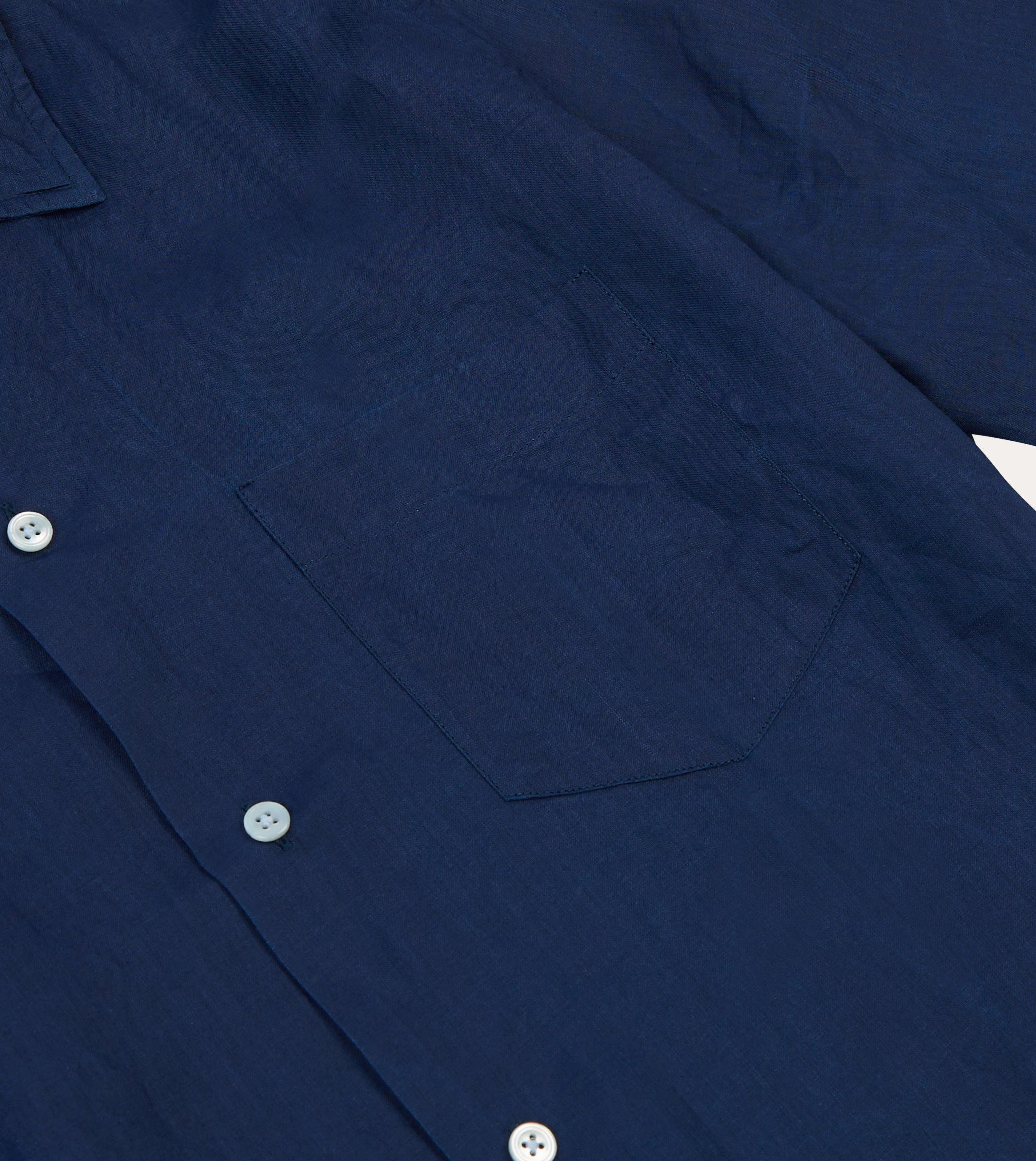 Indigo Ramie Camp Collar Short Sleeve Shirt V-Neck Beach Ready
