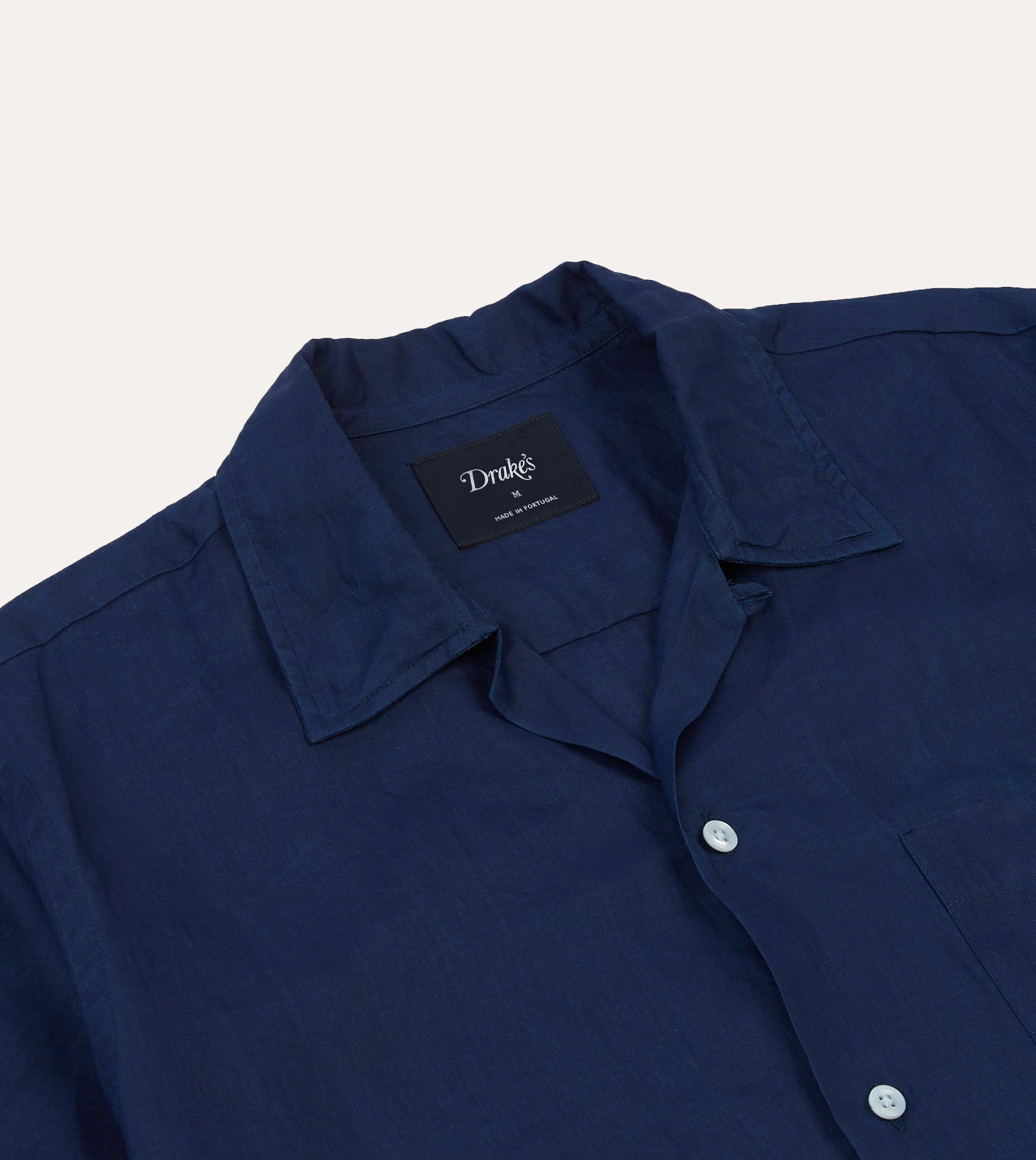 Indigo Ramie Camp Collar Short Sleeve Shirt Stretchable Material Customizable Design