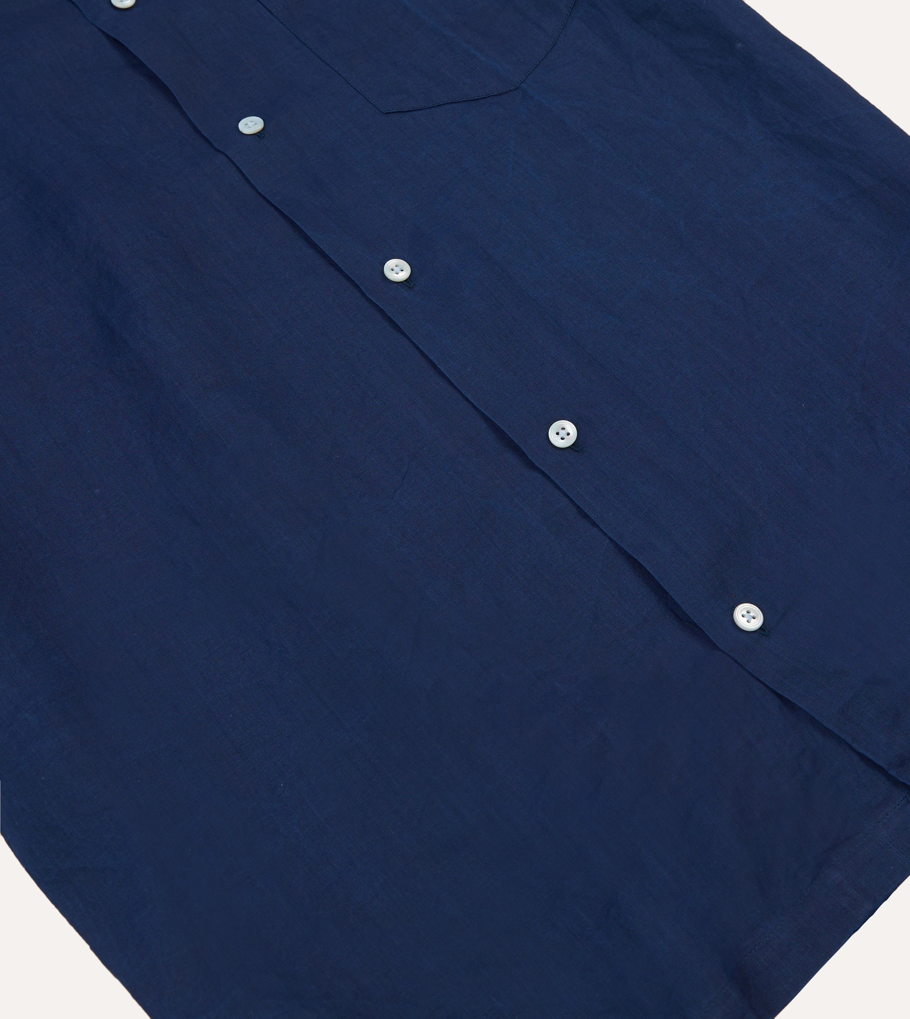 Indigo Ramie Camp Collar Short Sleeve Shirt quick dry