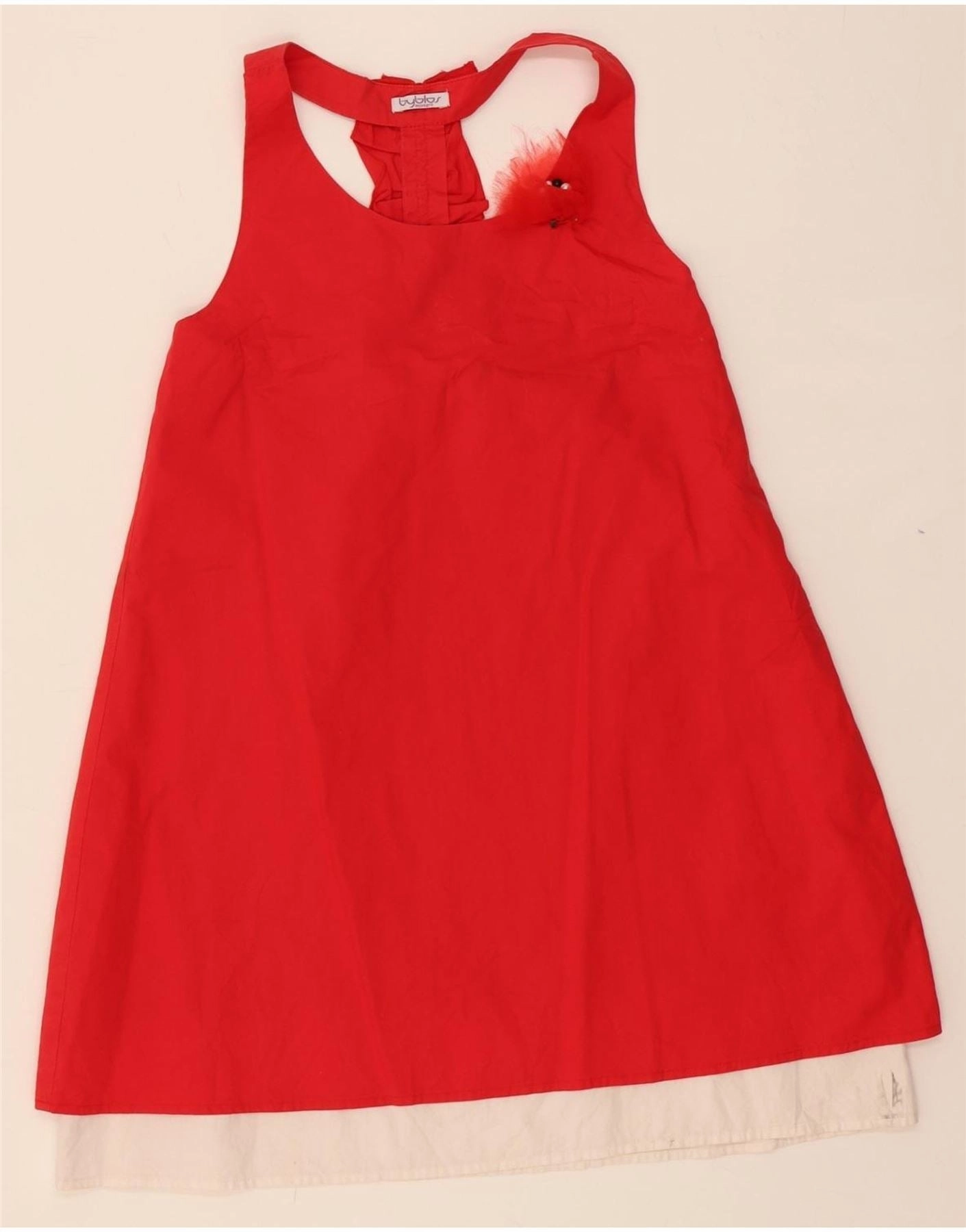 Festive Wear Gathered-Detail BYBLOS Girls A-Line Dress 8-9 Years Red Cotton