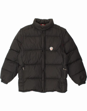 VINTAGE Boys Padded Jacket 13-14 Years XL Black Cotton Organizer