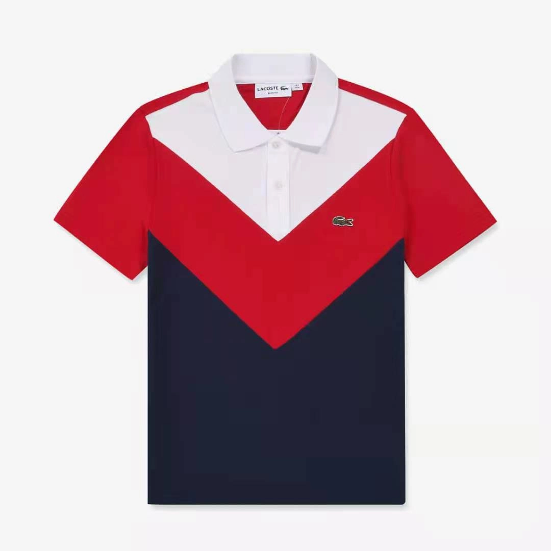 Lacoste Men Polo Red/White/Navy Blue loose but not baggy