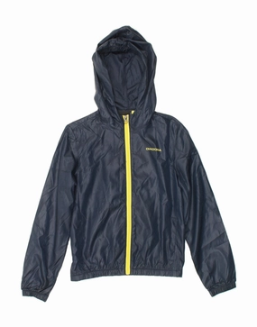 DIADORA Boys Hooded Rain Jacket 9-10 Years Large  Navy Blue Polyester Culture University