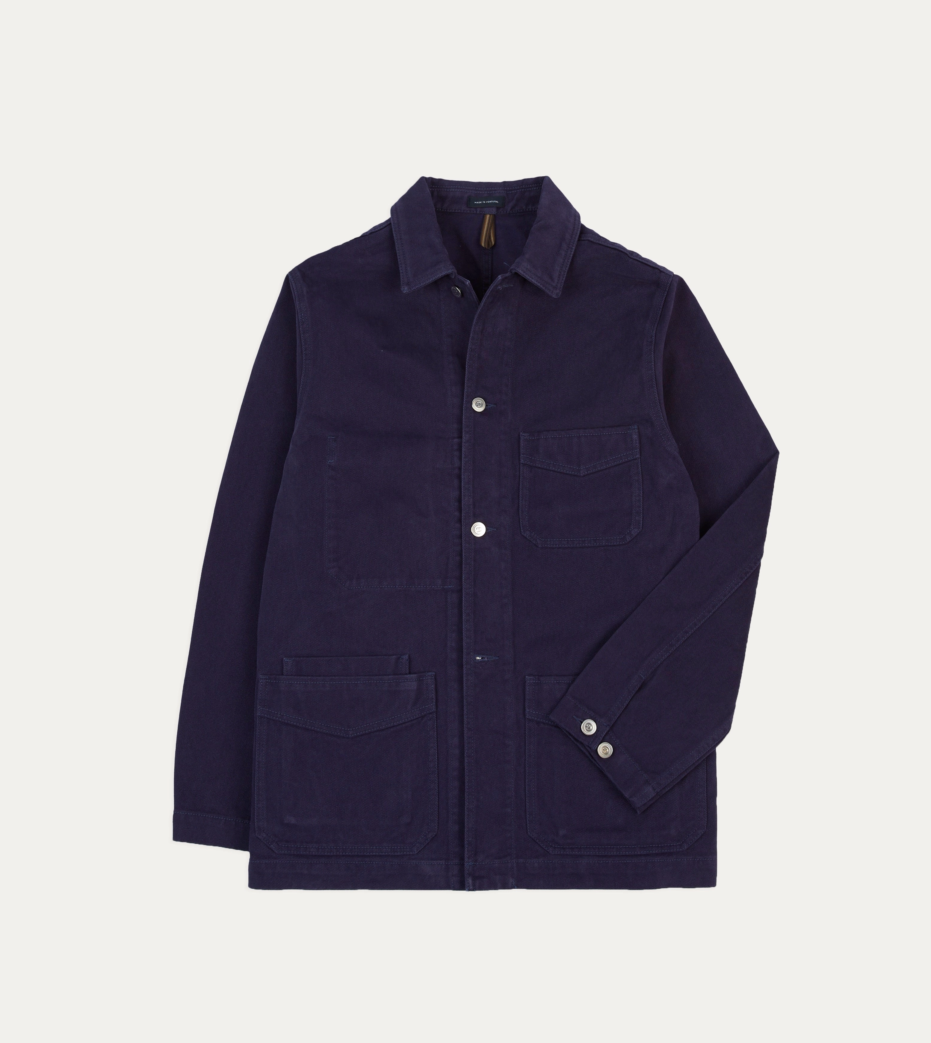 French Blue Heavy Twill Cotton Five-Pocket Chore Jacket wedding guests