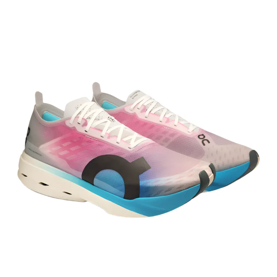 running during a thunderstorm On Men's Cloudboom Strike Running Shoes in White/Horizon AW25