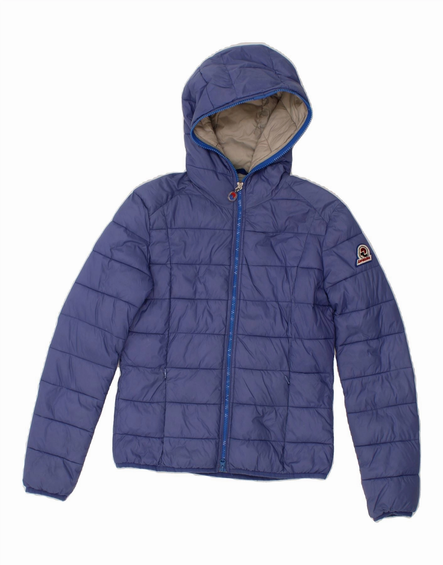 INVICTA Boys Hooded Padded Jacket 10-11 Years XS Blue Polyamide Stretchable Fabric