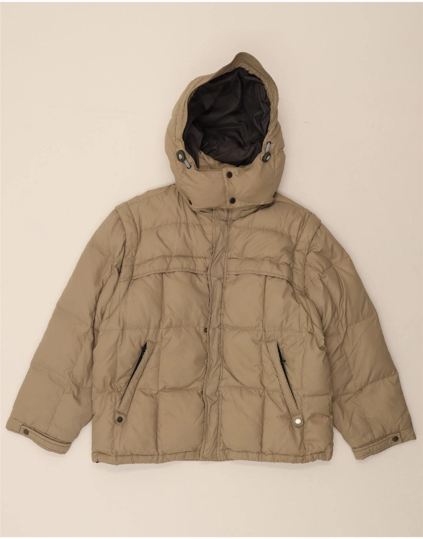 INVICTA Boys Hooded Padded Jacket 13-14 Years Beige Polyamide Price Multi Pocket