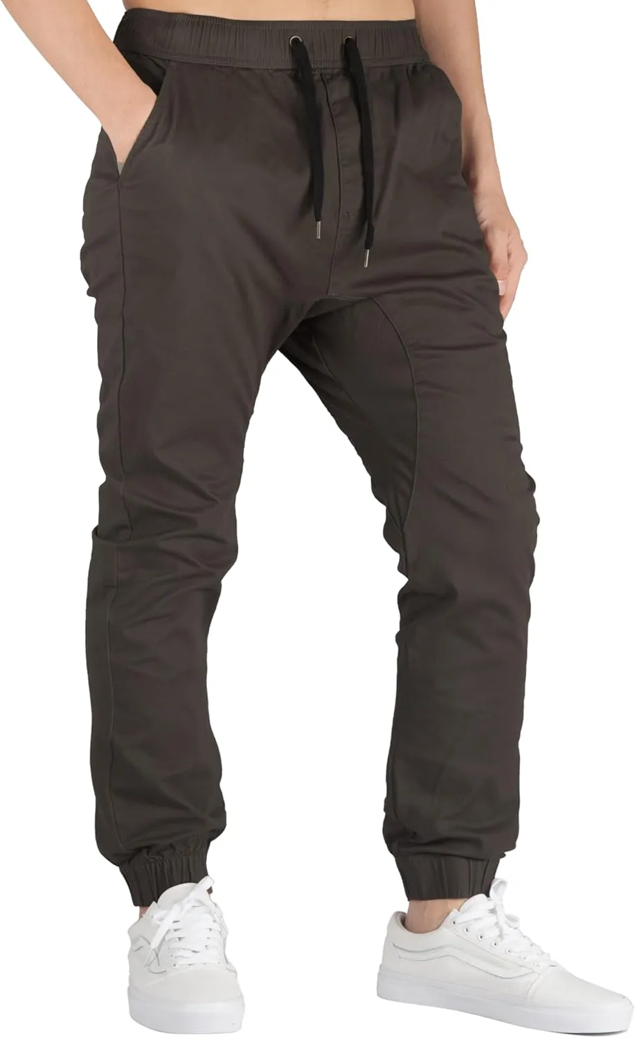 ITALYMORN Khaki Chino Joggers for Men Twill Stretch Casual Pants with Pockets