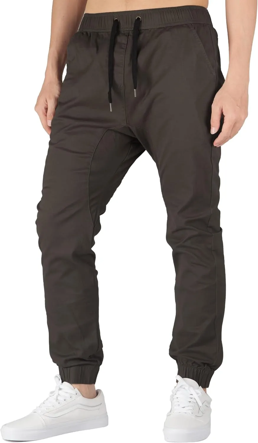 ITALYMORN Khaki Chino Joggers for Men Twill Stretch Casual Pants with Pockets