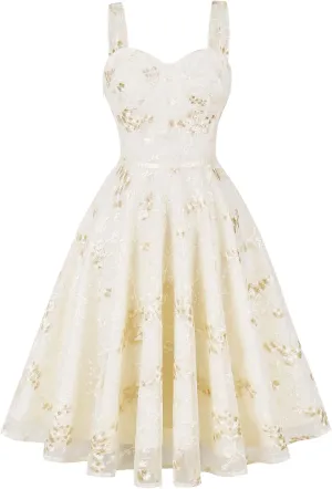 IWEMEK Women Spaghetti Strap Floral Lace Bridesmaid Cocktail Party Dress Cold Shoulder Ruffle Sleeve Wedding Guest Prom Dress