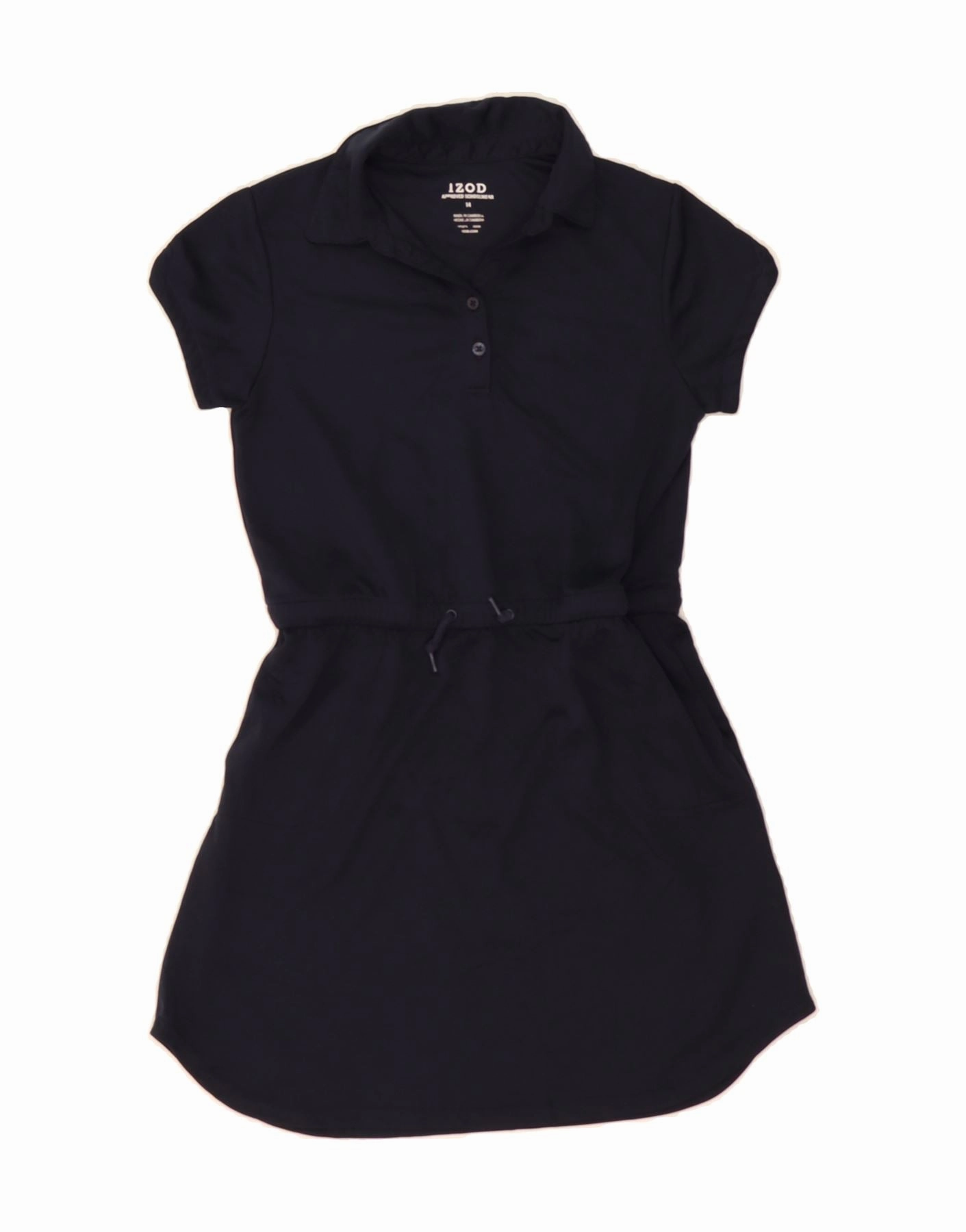 FlatlockSeam IZOD Girls Polo Dress 13-14 Years Navy Blue Polyester