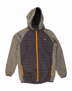 JACK & JONES Boys Hooded Padded Jacket 11-12 Years Grey Colourblock Packable Feature Stay Dry