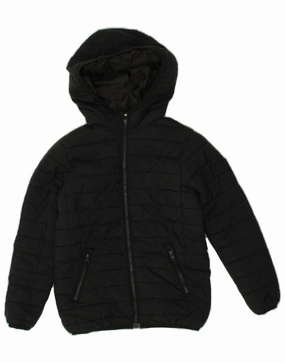JACK & JONES Boys Hooded Padded Jacket 7-8 Years Black Polyester HemLock Adjustment System
