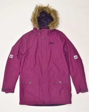 JACK WOLFSKIN Boys Hooded Padded Jacket 15-16 Years Purple Polyester family trip