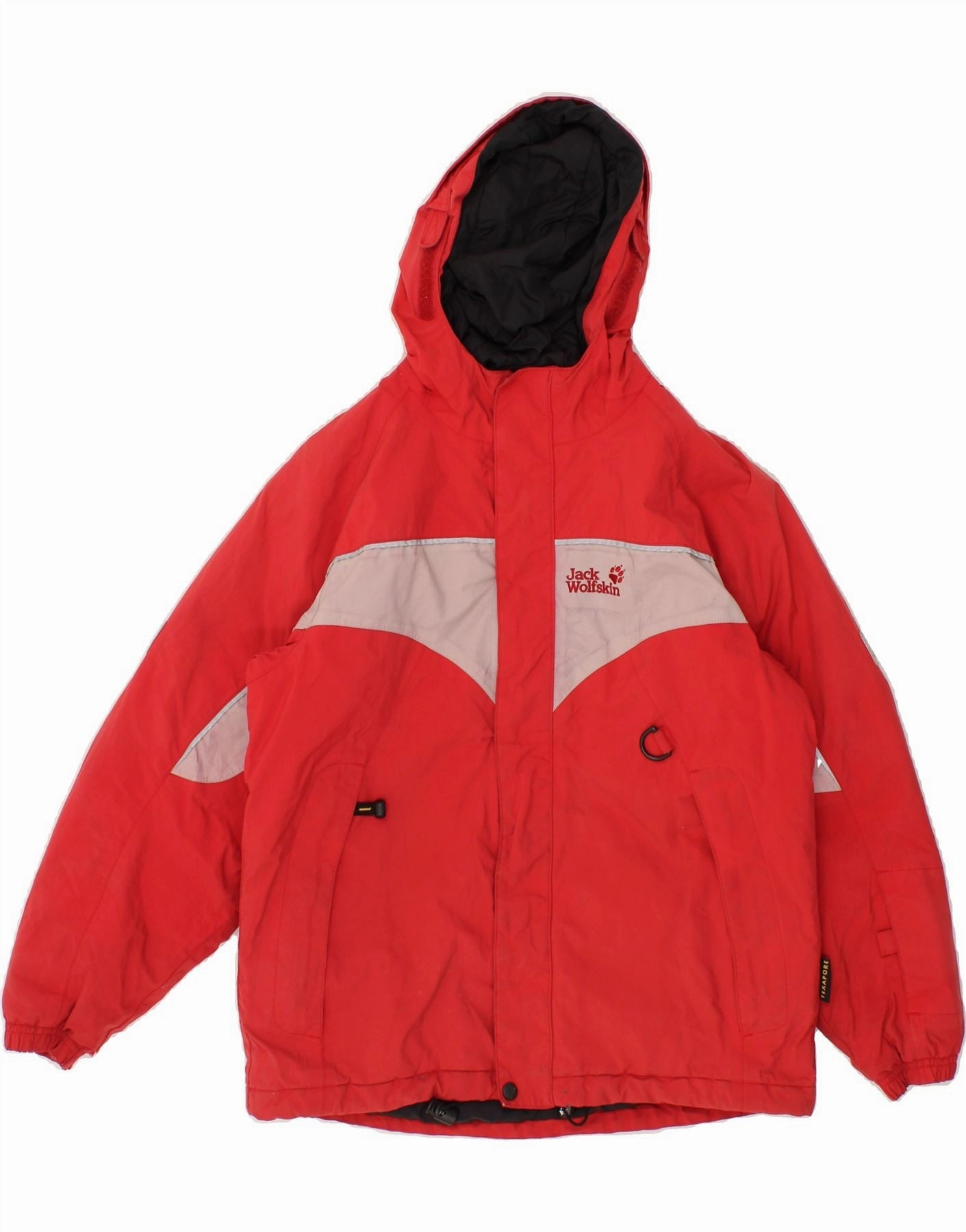 Determination Abrasion Resistant Finish JACK WOLFSKIN Boys Hooded Windbreaker Jacket 10-11 Years Red Colourblock