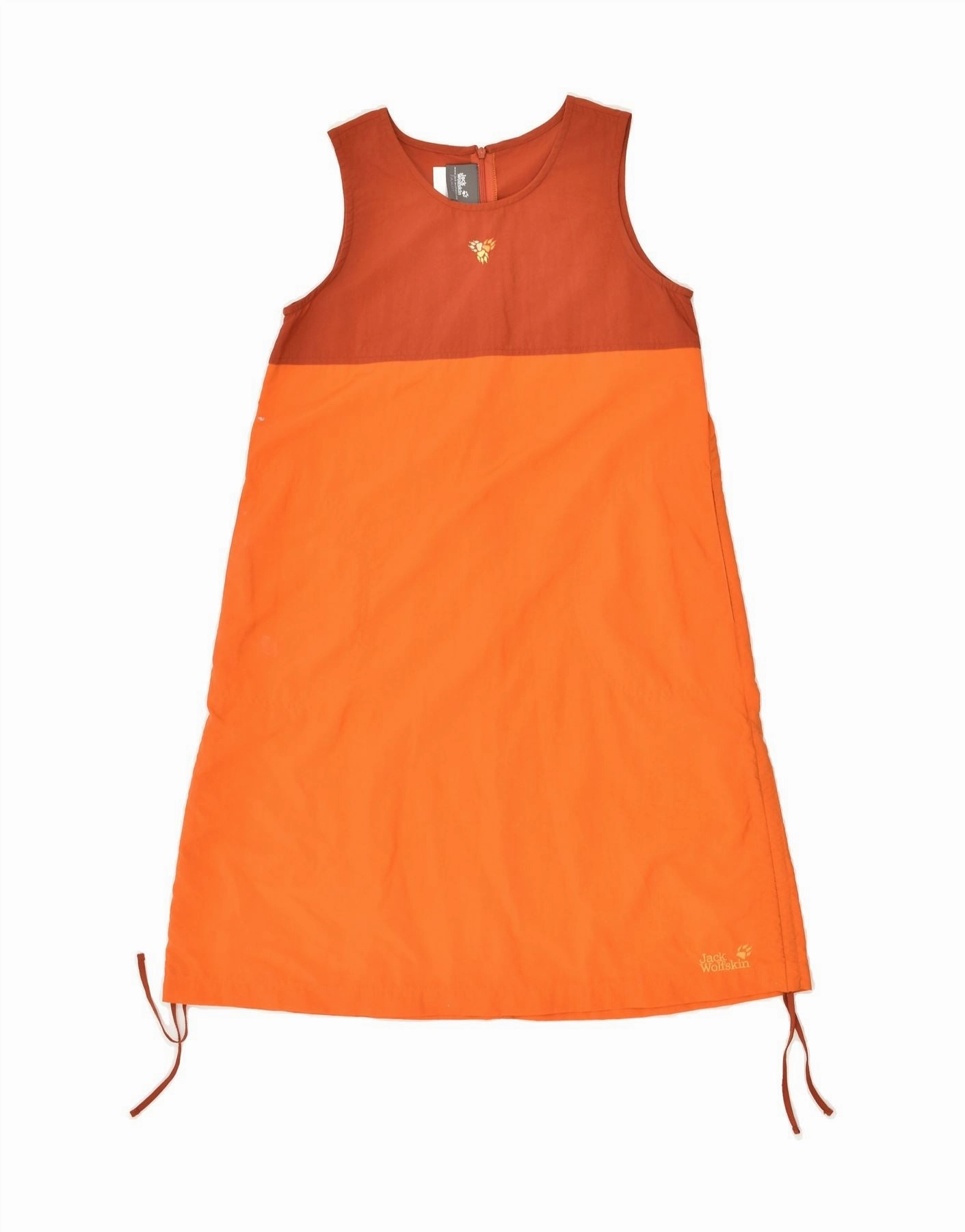 JACK WOLFSKIN Girls A-Line Dress 11-12 Years Orange Colourblock Polyamide Sleek Flex