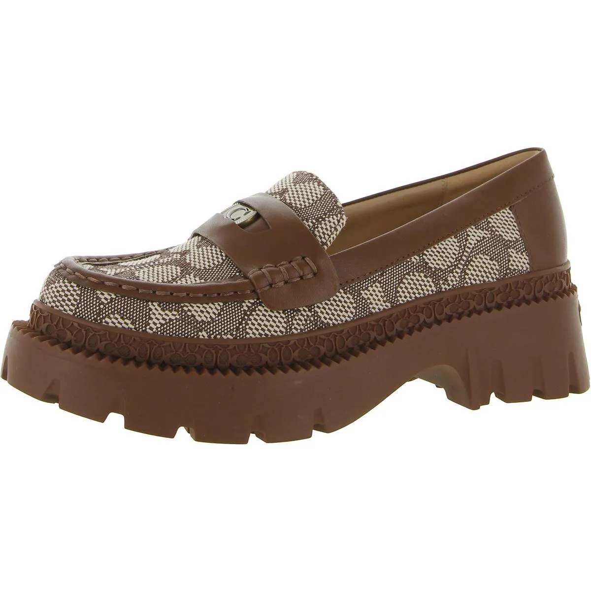 Jacquard Womens Leather Lugged Sole Loafers Fashion-Forward Look Good