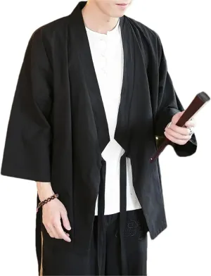 Japanese Men Cardigan Kimono Traditional Samurai Clothing Streetwear Yukata Male Shirt Haori Mens Kimono Shirt