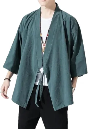 Japanese Men Cardigan Kimono Traditional Samurai Clothing Streetwear Yukata Male Shirt Haori Mens Kimono Shirt