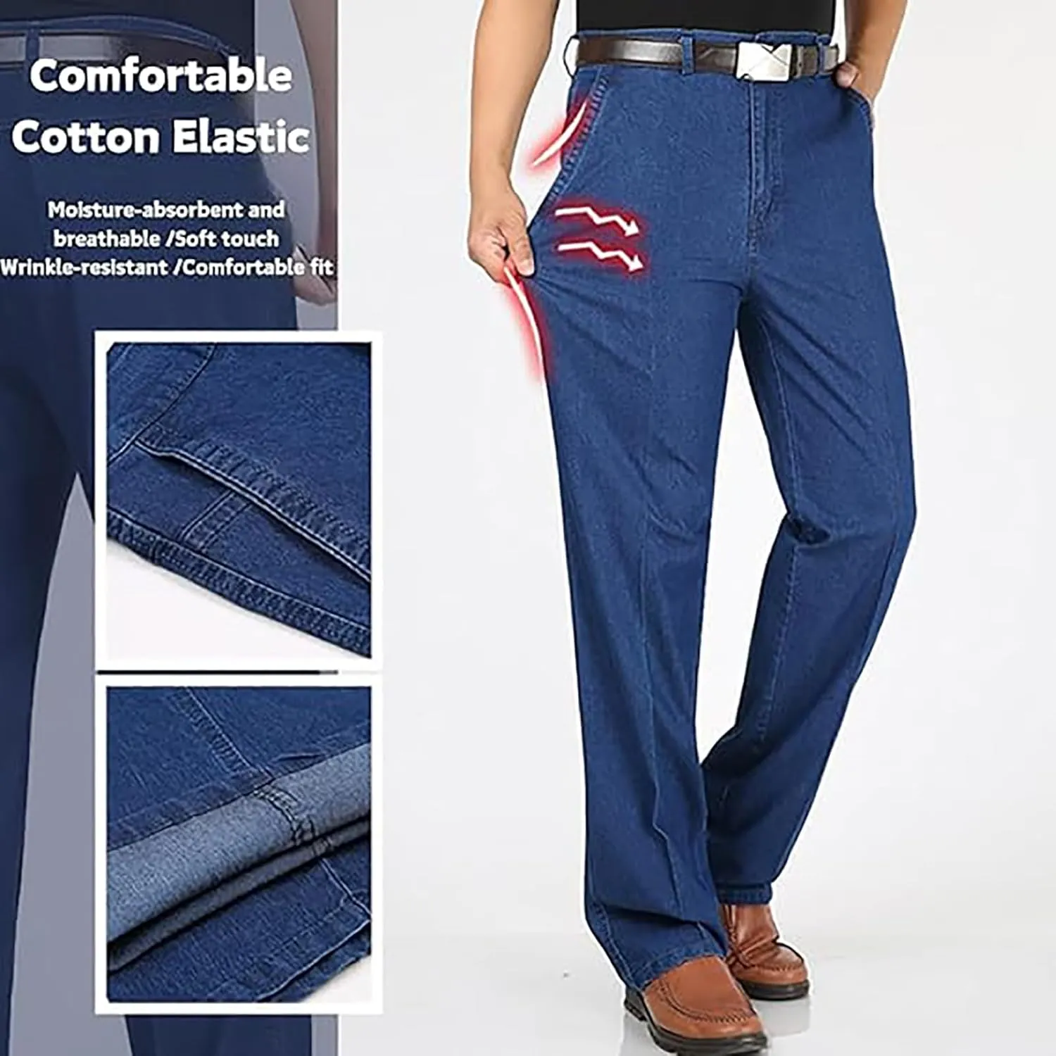 Jeans for Men, Men's Classic Straight Fit Stretch Jeans, Regular Relaxed Fit Jeans for Older Middle